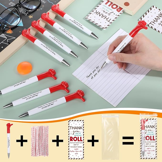 48 Sets Employee Appreciation Gifts Bulk Include Thumbs up Ballpoint Pens Thank You Card with Tie Thank You Gifts for Staff Coworkers Teachers Teem Volunteers Nurse