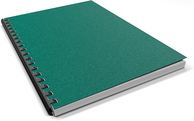 Binditek 25 Pack 12 Mil Sand-Textured Polycover - Plastic Binding Cover for Business Reports and Proposals - Lightly Textured Sand Finish - Square Corners, Un-Punched, Green, Office Supplies