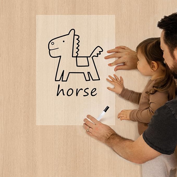 T&W SAME FILM 4 Pcs Dry Erase Board Sticker- Whiteboard Stickers-8.3''x11.7'' Removable Dry Erase Sheets- Fridge Dry Erase Paper for Wall/Desk/Refrigerator/Door/Locker/Home/Office/Classroom (Clear)