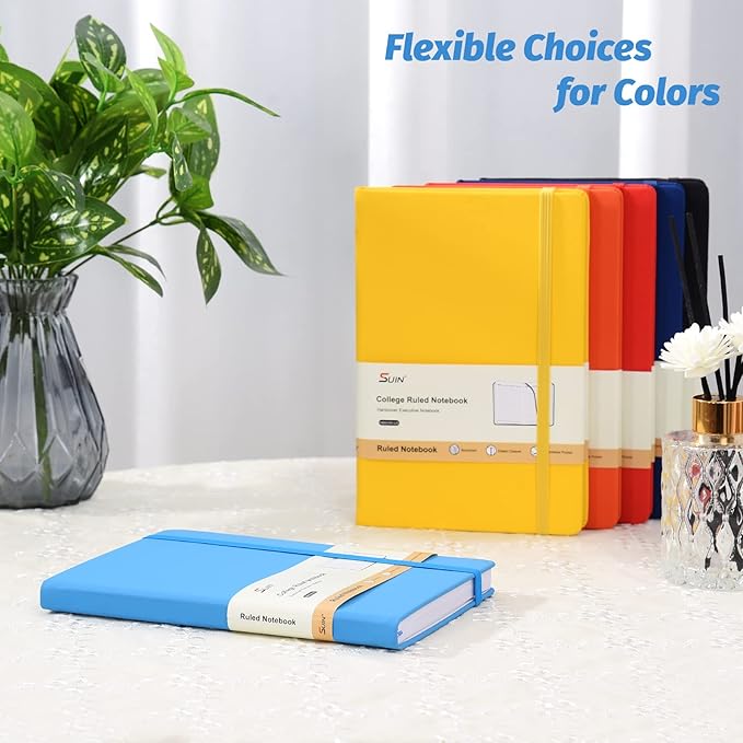 SUIN Hardcover-Journal-Notebooks, A5 Lined Journals Notebook for Writing 200 Pages, 8.2 x 5.5 inch, Classic Ruled Notebooks for Work/Travel/College (Light Blue- 1 Pack)