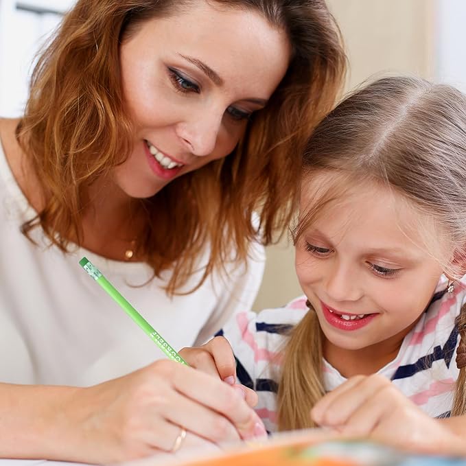 Epakh 100 Pcs Inspirational Pencils Color Changing Pencils Bulk with Eraser HB Wooden Pens Gift for Kids Students Classroom Christmas Party(Bright Colors,Classic Style)