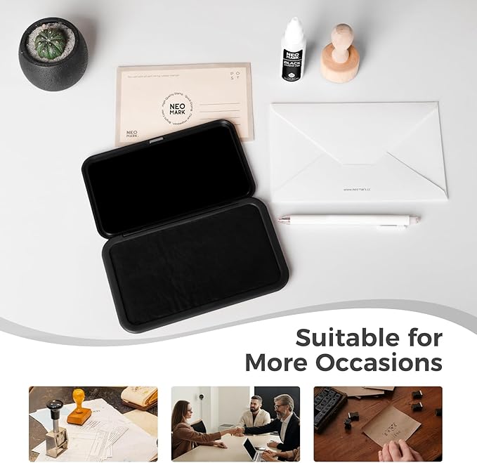 Large Stamp Pad - 3.50"x 6.25", Magnetic Lid, Premium Quality Felt Stamp Pad (Black)