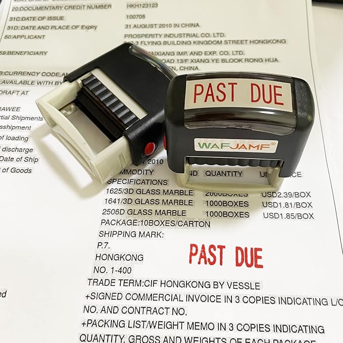 WAFJAMF Past Due Self-Inking Rubber Stamp - Office Message Stamp, Red Ink-Medium