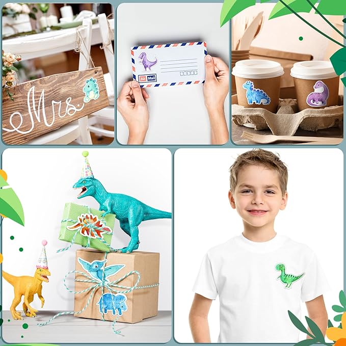 1 Roll Animal Stickers Reward Cute Space Stickers Office Supplies Incentives Sticker Animal Party Favor Decal, 500 Pcs Each Roll(Dinosaur)