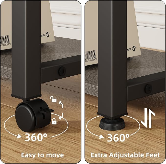 22"x15" Large Printer Stand with Storage Drawer, 2-Tier Under Desk Printer Table for Home Office, Printer Cart fit Fax Machine/3D Printer/Scanner(Gray)