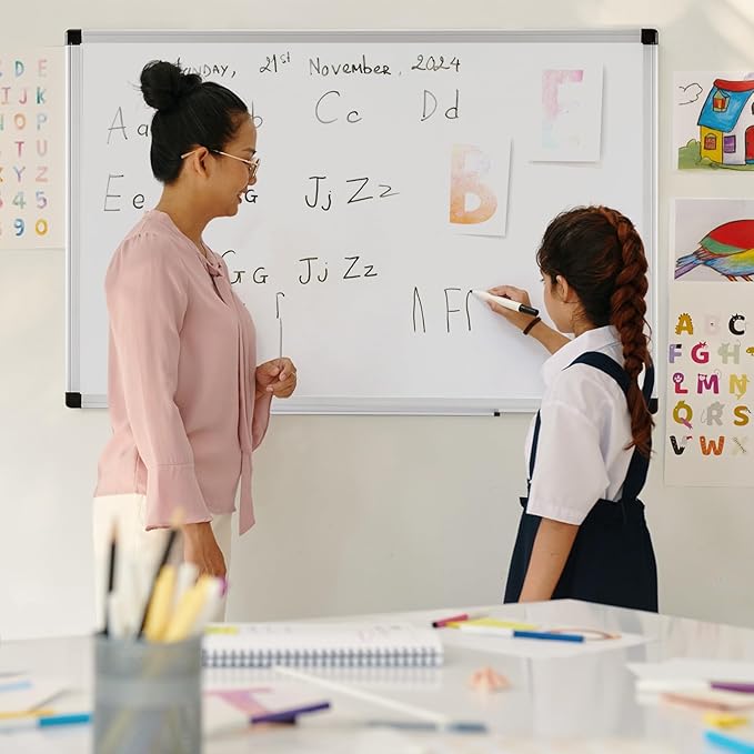 Sweetcrispy Magnetic Dry Erase Board, 36" x 24" Whiteboard for Home, School, Sliver Reinforced Aluminum Frame