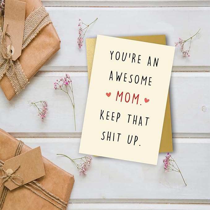 OJsensai Funny Mother’s Day Card for Mom Sister, Awesome Mom Mothers Day Gifts for Daughter, Best Mother's Day Gift Idea for Wife Girlfriend, You’re An Awesome Mom Card
