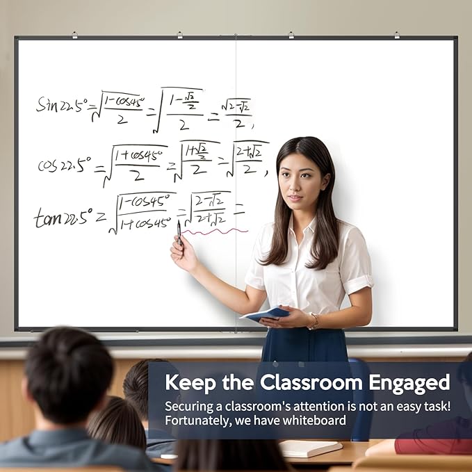 Large Whiteboard, Double Magnetic White Board for Wall, Dry Erase Whiteboard with Calendar for Office Home & School (Black, 72x48 inch)