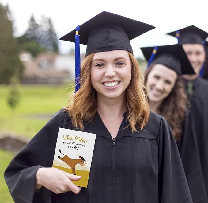 FaCraft Funny Graduation Card for Her Him, Class of 2025 Graduation Greeting Cards with Envelope for Boy Girl Son Daughter, for Graduates High School College 8th Grade (Funny Donkey)