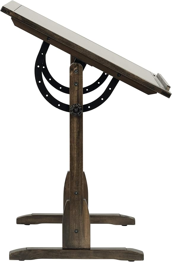 Studio Designs Vintage Drawing/Drafting Table with Pencil Ledge - 42" W x 30" D - Distressed Black - Adjustable Tilting Top