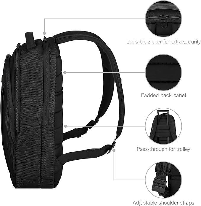 Victorinox Altmont Professional Compact Laptop Backpack - Tablet & Laptop Bag for Travel Accessories - Computer Backpack Includes Sleek Organizer - 16 Liters, Black