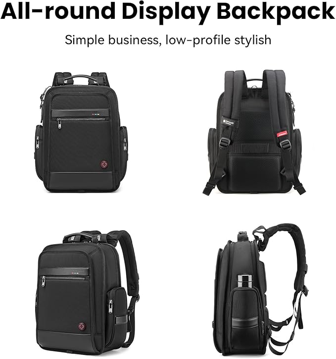 Business Laptop Backpack for Men Women, 20L Large Bookbag Travel TSA Approved Carry on Backpack Waterproof Casual Daypack 15.6" Professional Computer Bag with Thicker Compartments, Black