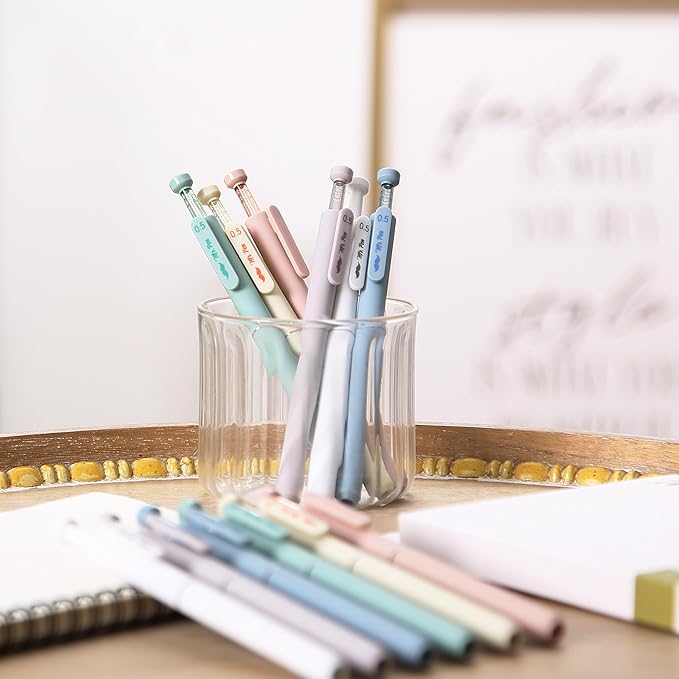 Mr. Pen- Retractable Gel Pens, 12 Pack, Black Ink, Soft Pastel Barrel Gel Pens Fine Point 0.5mm, Retractable Pen, Cute Pen