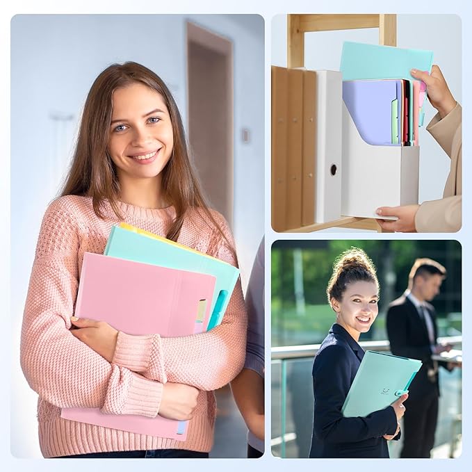 Forvencer Accordion File Organizer, Letter Size, 7 Pocket Expanding File Folder, Cute File Folder with Labels, Portable File Organizer for School Office Supplies, Folders for Documents, Green