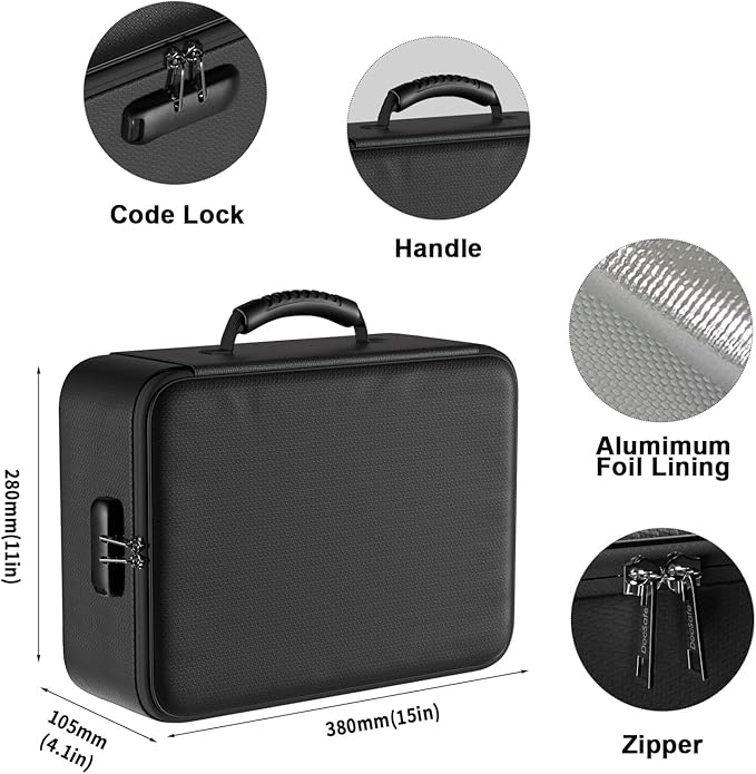 DocSafe 5200°F Document Organizer with Lock,Upgraded Heat Insulated Fireproof&Waterproof Box 8 Layers File Organizer,Portable Home Travel Safe Storage for Important Documents, Files and More