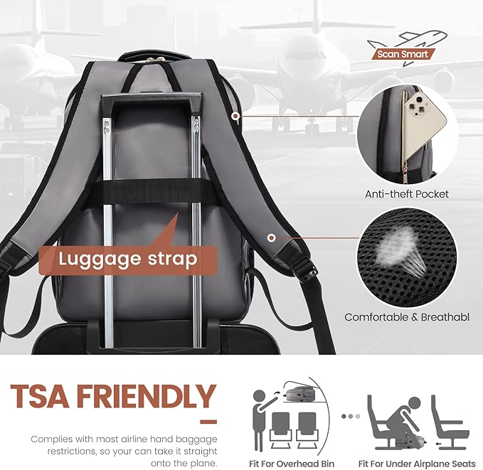 LOVEVOOK Laptop Backpack for Women 15.6 inch,Cute Womens Travel Purse,Professional Computer Bag,Waterproof Work Business College Teacher Bag Carry on with USB Port,Purple Gray