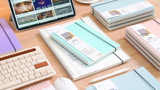 1 Pack Ruled Notebook, 5.9 x 8.3 Inches Spiral Notebooks for Work, School and Journal with 110 GSM Journal Ruled Paper, Large Notebook with 80 Sheets/160 Pages, Hardcover Ruled Journal