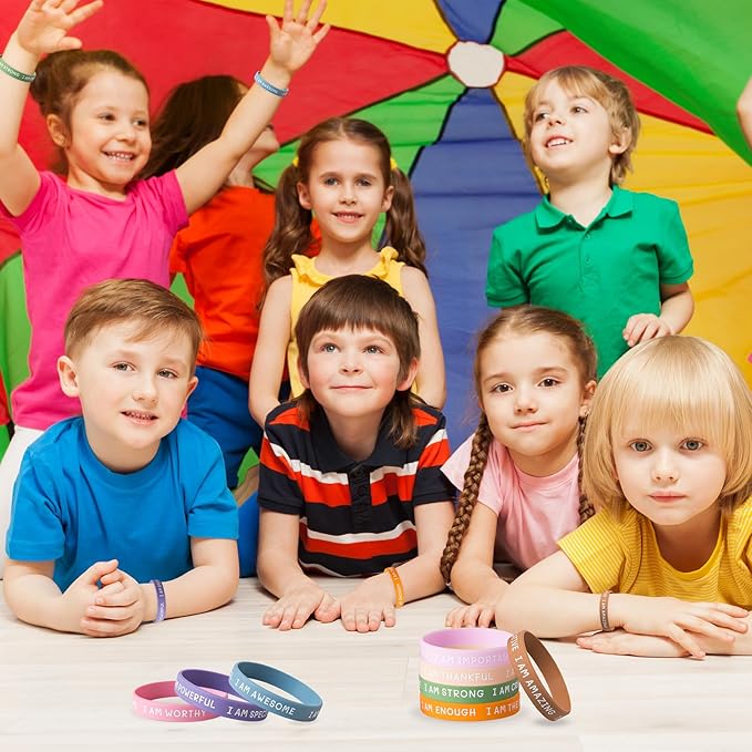 100 Pieces Students Inspirational Silicone Wristbands Motivational Quotes Rubber Bracelets for Kids Students Back to School Gifts (Bright Colors) Office Products