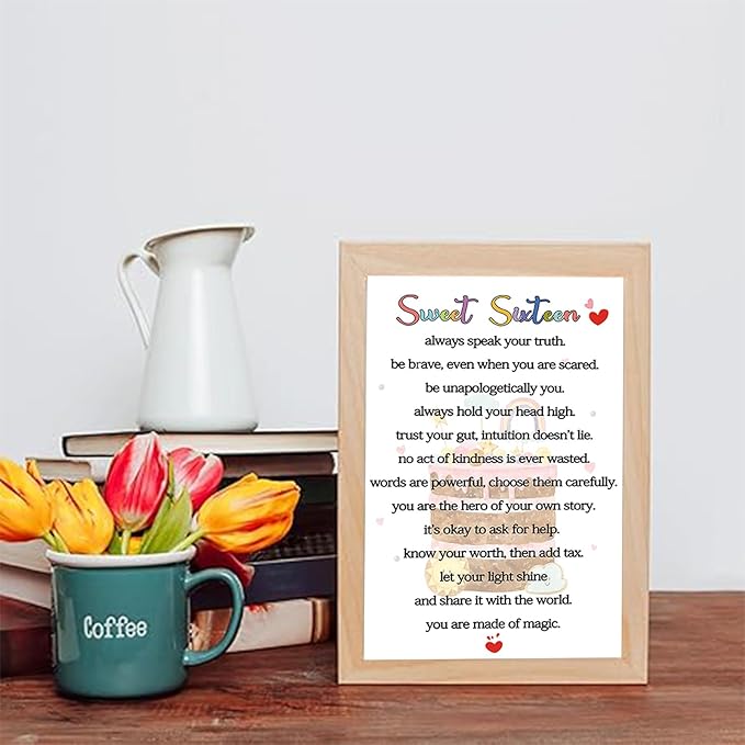 Sweet 16th Birthday Card Gifts for Women Men or Girl, Lovely 16 Year Old Greeting Card for Him Her, Happy Sixteen Birthday Gifts Idea for Son Daughter or Granddaughter Grandson