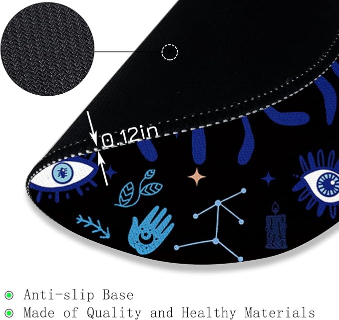 Evil Eye Round Mouse Pads for Desk, Cute Small Mousepad for Laptop Gaming Men, with Stitched Edge Non-Slip Rubber Base, Evil Eye Home Office Decor Desk Accessories Cute Office Supplies Gift for Women