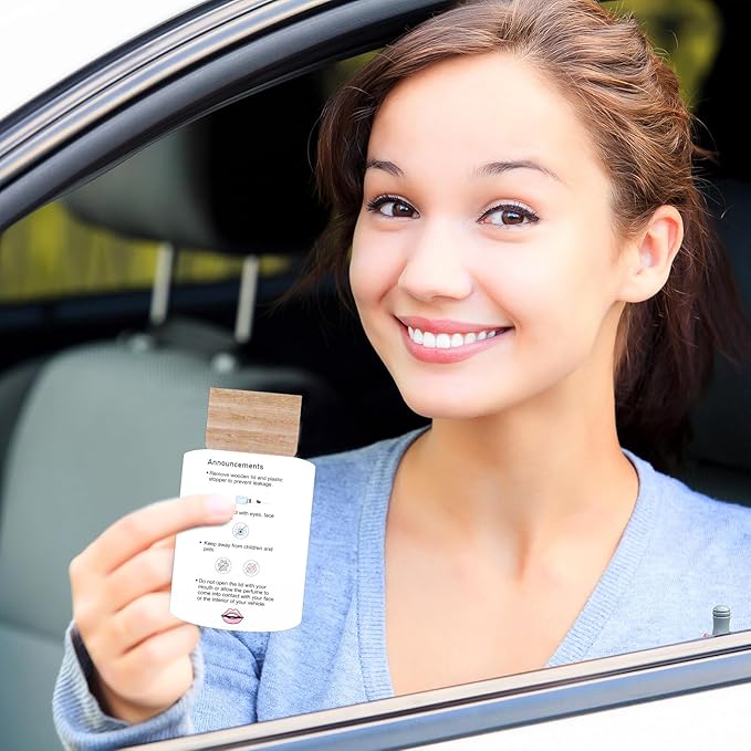 200 Pcs Hanging Car Diffuser Instruction Cards for Car Oil Diffuser Bottles,2 x 3.54 Inch (White and Pink,Novel Style)