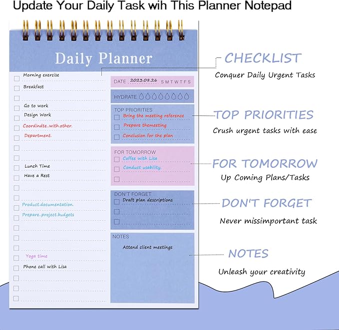 To Do List Notepad, 52 Sheets Daily Planner Notepad, 5.2"x7.8" To Do List Notebook, Undated Daily Planner 2024 for School/Office Supplies