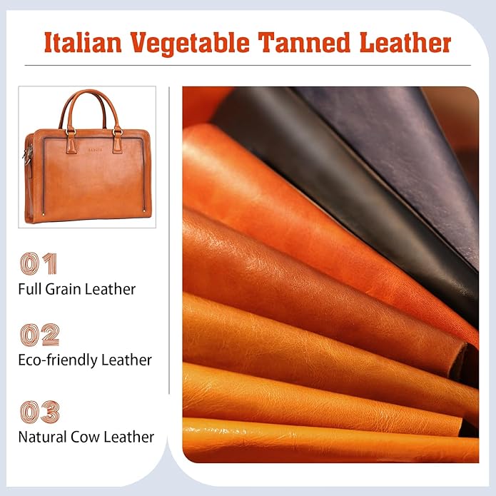 Banuce Vintage and Stylish Genuine Full Grains Italian Leather Briefcase for Women Laptop Bag Business Work Bag