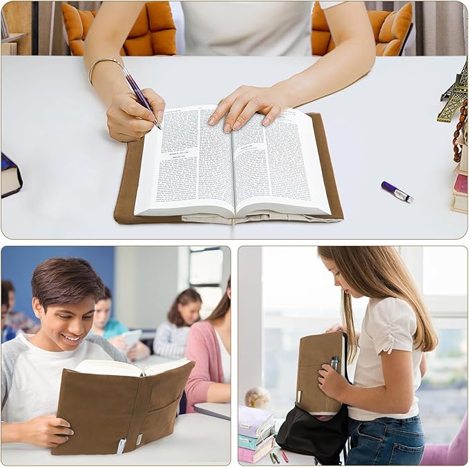 Canvas Book Covers, Washable Book Protector, Book Cover for Paperback Novels, Adjustable Book Cover for Hardcover with Pockets for Pen, Soft Cover Books, Book Lovers Gifts