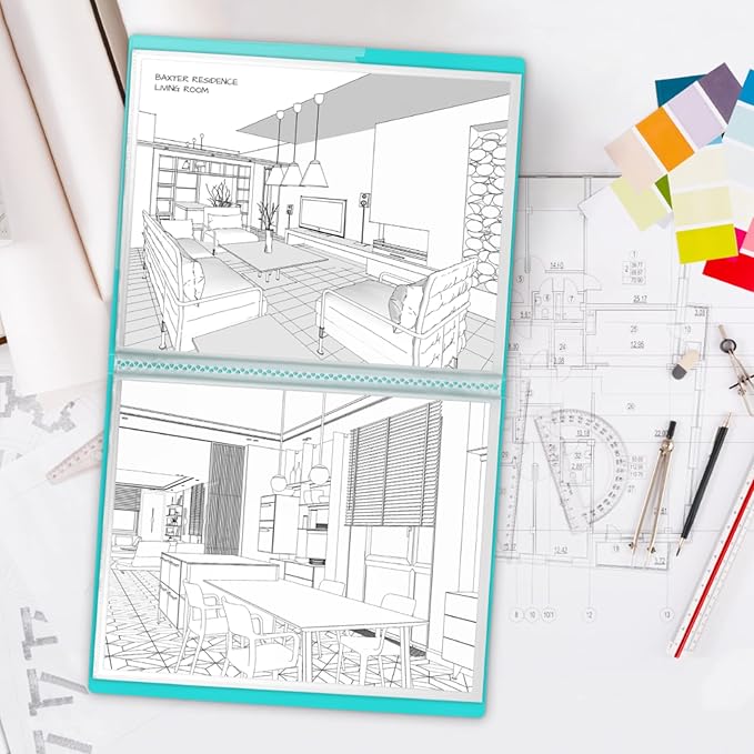 Dunwell 11x14 Art Portfolio Folder (Aqua), Presentation Binder with 24 Pockets, Large 11 x 14 Portfolio Binder, Acid-Free Poly Cover and Sleeves