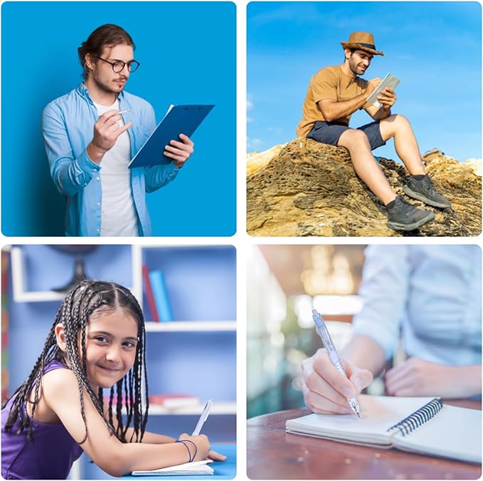 5 Count Pastel Gel Ink Pen Set,Cute Note Taking 0.5mm Fine Point Retractable 5 Count Black Ink Pens for Writing, Journaling, School, Office (Light Blue)