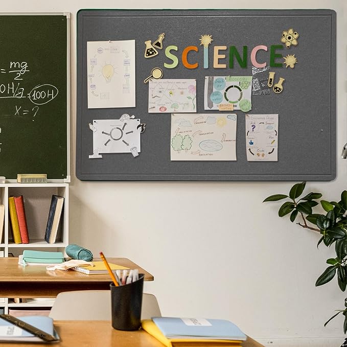 Large Bulletin Board - 60 x 36 Inches, Decorative Felt Pin Board for Wall - 5' x 3' Foldable Photo Display Board with Self-Adhesive Tape, Includes 20 Push Pins - Gray