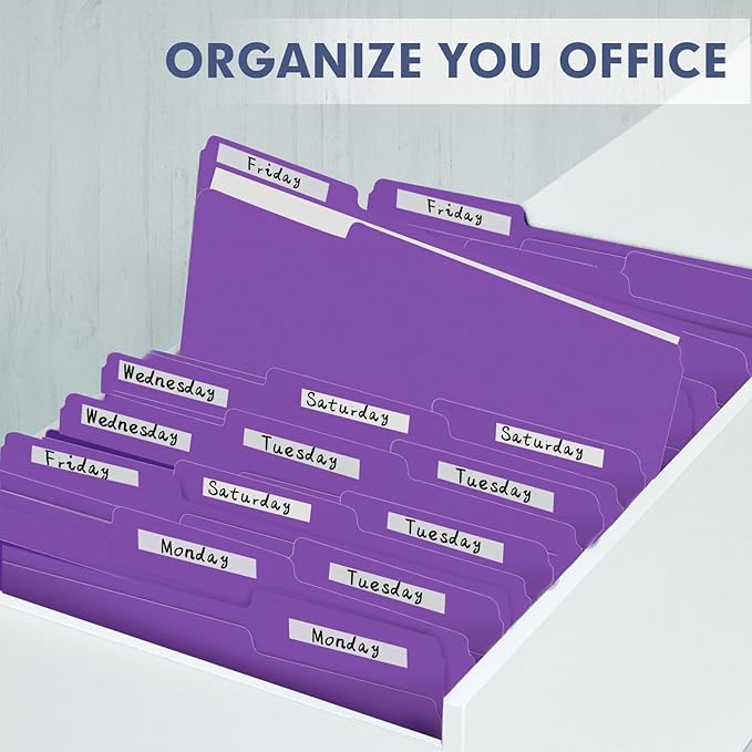 File Folder, PANDRI 120 Pack File Folder, 1/3 Cut Tab, Letter Size, Filing Folder for Office School Business, Purple
