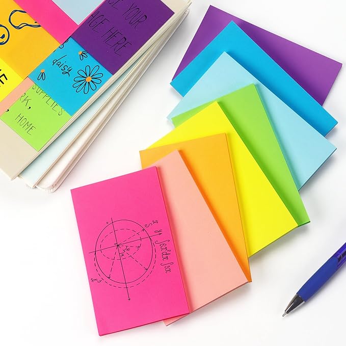 Sticky Notes 3x5 inch Bright Colors Self-Stick Pads 8 Pads/Pack 50 Sheets/Pad Total 400 Sheets