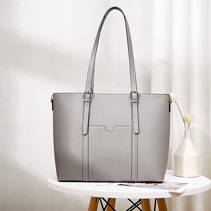 Telena Laptop Tote Bag for Women, 15.6 Inch Shoulder Tote Bag Leather Briefcase for Women, Large Capacity Handbag Bags