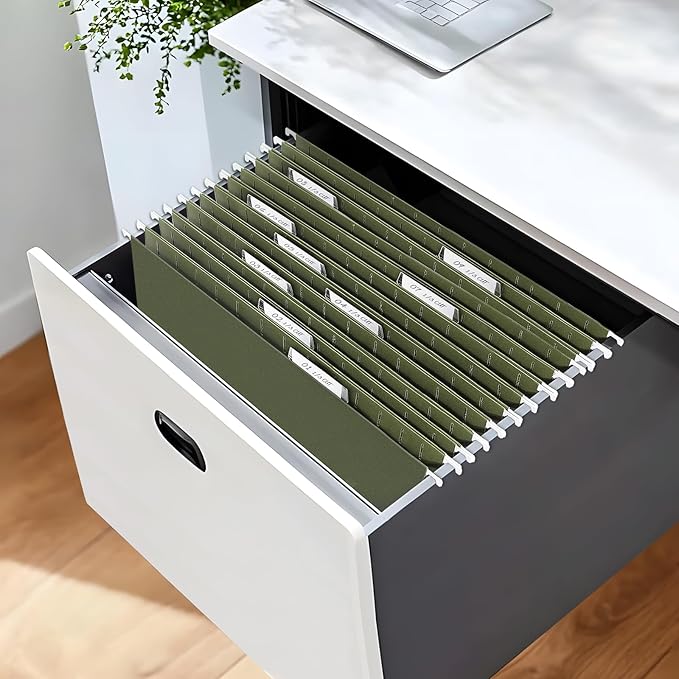 SUNEE Hanging File Folders Legal Size,25 Pack Reinforced Hang Folders, Adjustable 1/5-Cut Tabs, Designed for Bulky Files, Filing Cabinet, Standard Green