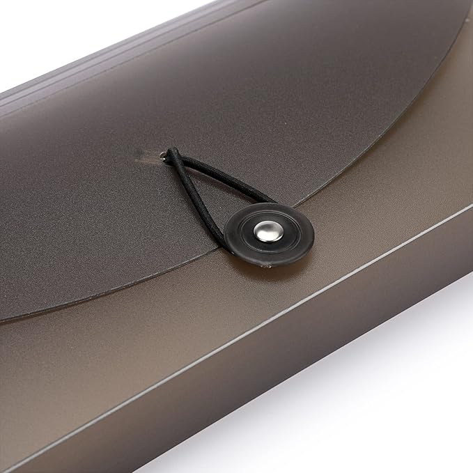 BTSKY Expanding File Folder –New 13 Pockets Small Accordion File Folder Expandable Card Ticket Holder File Storage Folder Check Bill File Folder Plastic Wallet Case (Coffee Translucent)