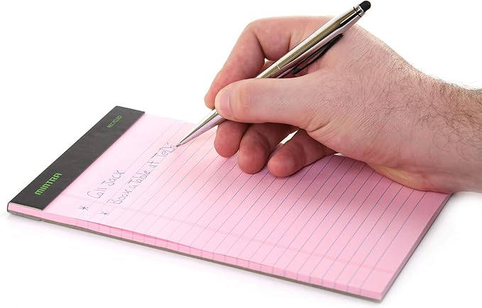 Mintra Office Recycled Writing Pads 6pk (Pastel, Junior (5in x 8in)) - 50 Sheets per Notepad, Micro perforated, Legal Pad, Notebook Paper for School, College, Office, Business