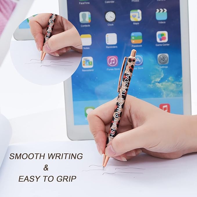 7pcs Leopard Pens Ballpoint Pens, Spoof Fun Ballpoint Pen Set,Black Ink Novelty Metal Pens Swear Word Daily Pen Set