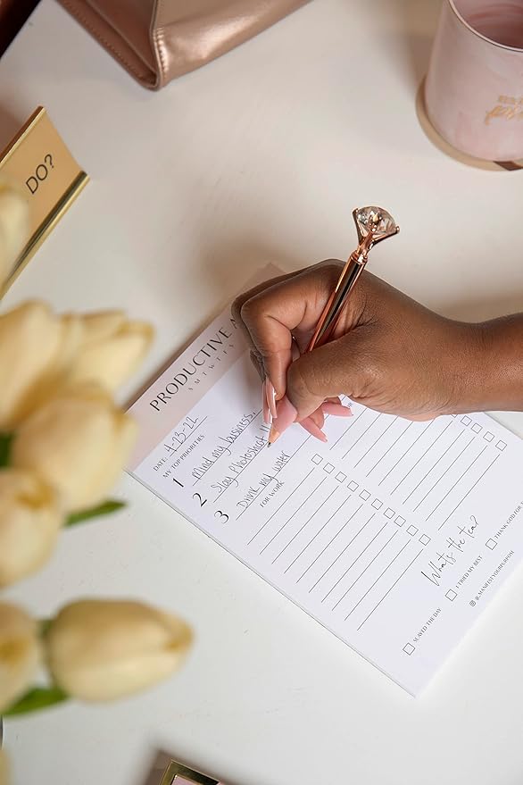 Productive AF Notepad, Daily Planner, Simple Pink Notepad, Organizer, To - Do Lists, Size A5, Undated Planner (50 Sheets),