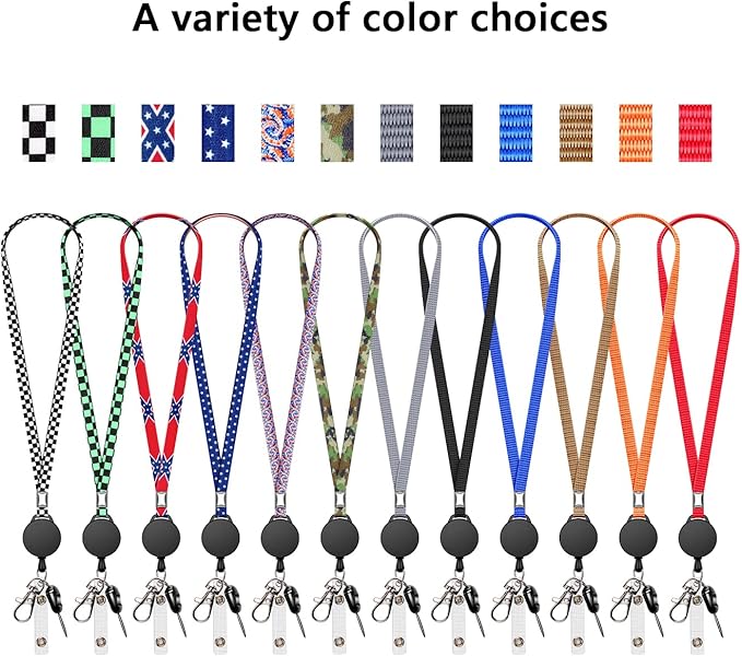 6 Pack Retractable Badge Lanyards and ID Badge Holder, Strap Lanyard with Swivel Metal Clasp for Badge Holders, Keychains, Offices, Staff, Students, Employees, American Flag