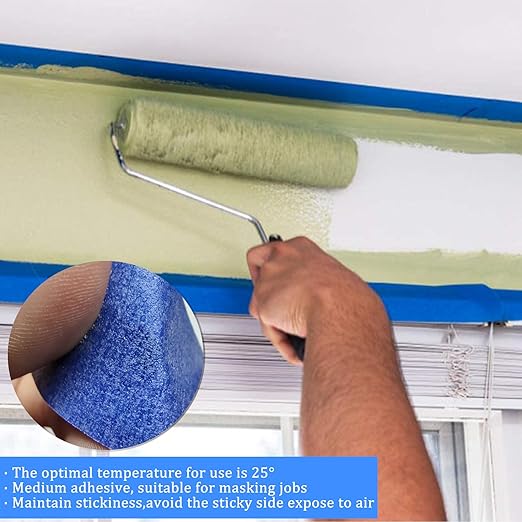 6 Rolls Masking Tape, Blue Painters Tape, Artist Painter's Painting Paper Tape for Multi-Purpose Wall Paint, DIY Crafts & Arts, Scrapbooking, Decoration, Labeling, Edge Finishing (1.88Inch x 60.1Yard)