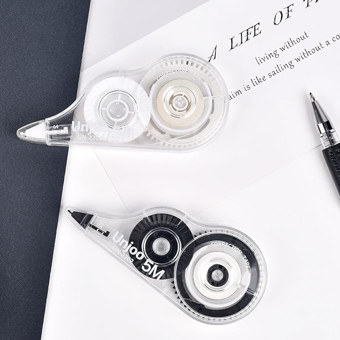 White Correction Tape, Easy To Use Applicator for Instant Corrections Wrong Writing At Any Time, For school, Office (12pack, 5M/196" x 0.2")