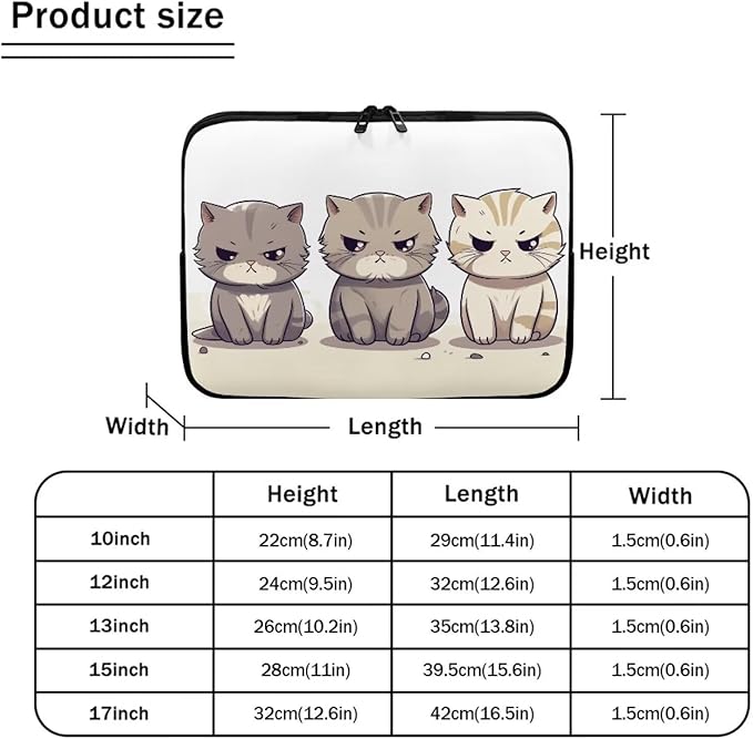 Cute Cat Laptop Protective Sleeve for Girls Boys 10 Inch Laptop Covers with Large Capacity Lap Top Case Lightweight Computer Sleeve Bag Suitable Gifts for Holidays Tablet Bag Grey