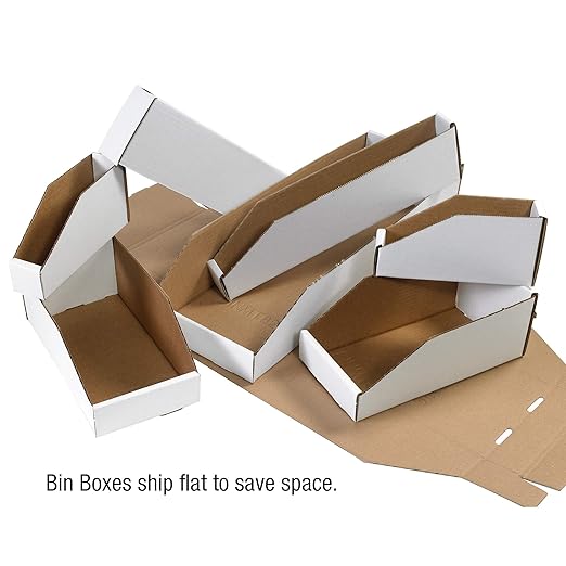 Partners Brand PBINEB1818 Open Top Bin Boxes, 18" x 18" x 4-1/2", Oyster White (Pack of 50)