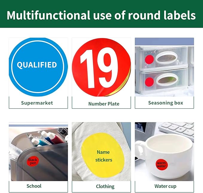 2 Inch Colored Round Labels,4 Colors Assorted(Red,Yellow,Blue,Green),20 Sheets,240 Tags in Total,Color Coding Labels for Laser/Inkjet Printers,2" Colorful Dot Stickers,Letter Size
