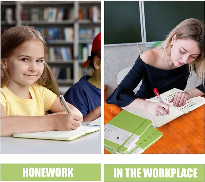 Lined Journal Notebook, 10Pack(Grass Green), 160 Pages, Medium 5.7 inches x 8 inches - 100 gsm Thick Paper, Hardcover