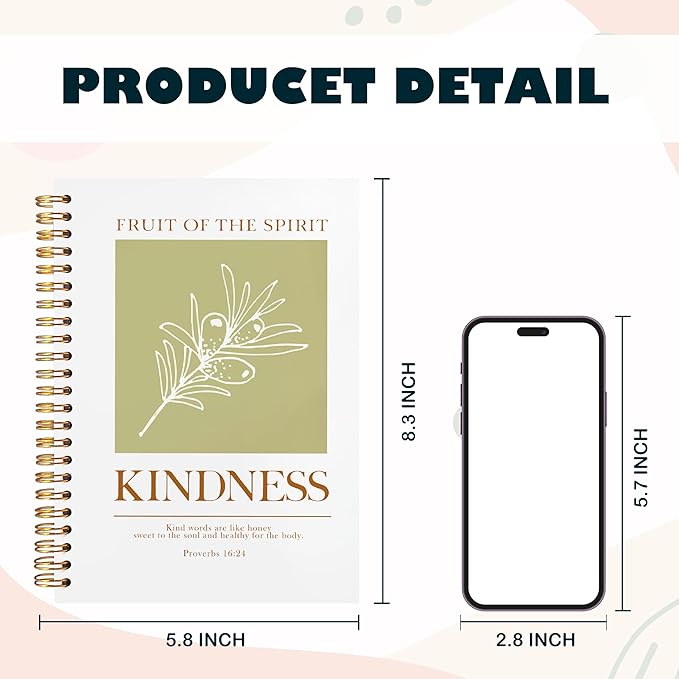 BearCake Bible Notebooks for Note Taking,Bible Journaling Notebook,Christian Notebook Journal,Fruit of the Spirit Kindness Christian Gifts for Women,Spiral Notebook 5.5x8.3