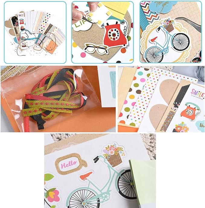 Huralona Handmade DIY Greeting Card Kits includes 16 Blank Cards 16 Colorful Envelopes with Decoration Accessories for Craft Birthday Thanksgiving Christmas Wedding Invitation Card Making Green