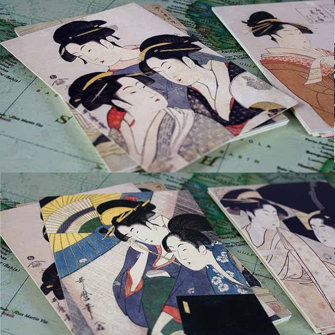 HOSTEESSCHOICE Vintage Art Postcards set of 30 Post card of Japanese Artist Kitagawa Utamaro variety pack Famous Painting Scenery,4 x 6 Inches