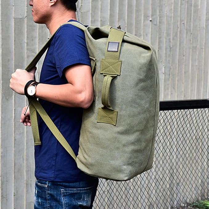 Military Duffel Bag Top Load Double Strap Canvas Backpack Army Travel Big Size